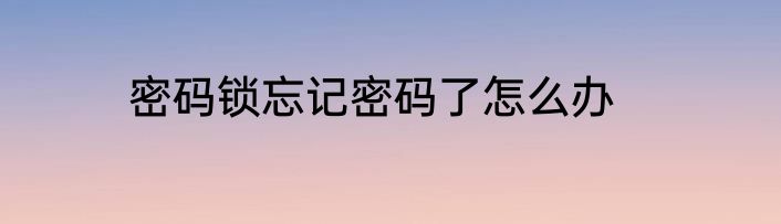 密码锁忘记密码了怎么办