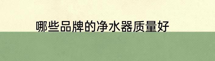 哪些品牌的净水器质量好