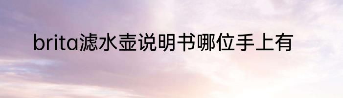 brita滤水壶说明书哪位手上有