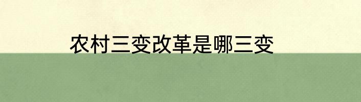 农村三变改革是哪三变