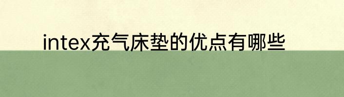 intex充气床垫的优点有哪些