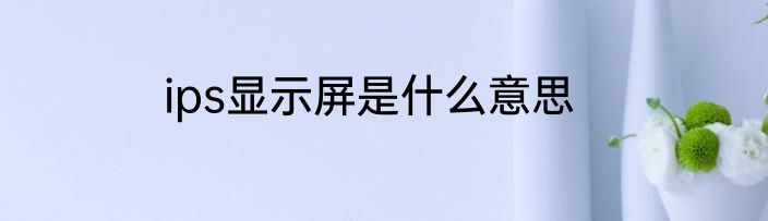ips显示屏是什么意思
