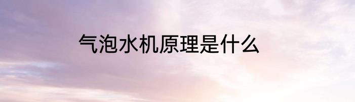 气泡水机原理是什么