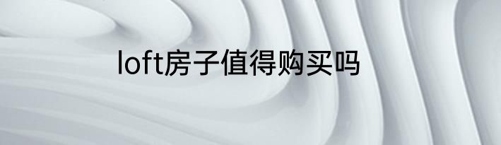 loft房子值得购买吗