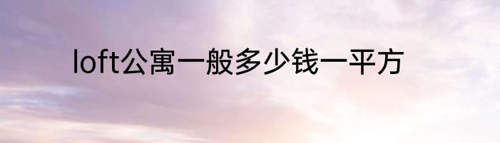 loft公寓一般多少钱一平方
