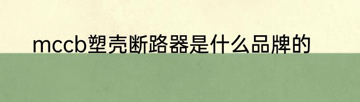 mccb塑壳断路器是什么品牌的