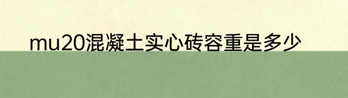 mu20混凝土实心砖容重是多少