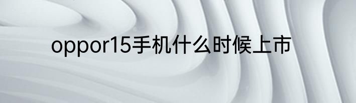 oppor15手机什么时候上市