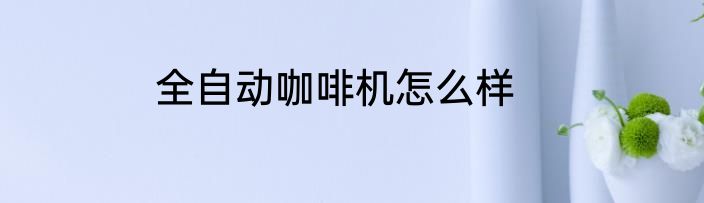 全自动咖啡机怎么样