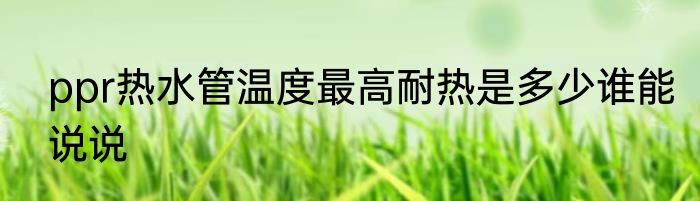 ppr热水管温度最高耐热是多少谁能说说