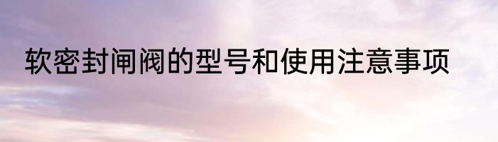软密封闸阀的型号和使用注意事项