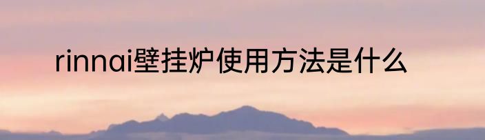 rinnai壁挂炉使用方法是什么