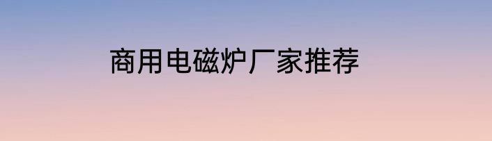 商用电磁炉厂家推荐