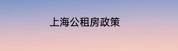 上海公租房政策