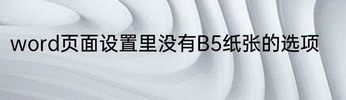 word页面设置里没有B5纸张的选项