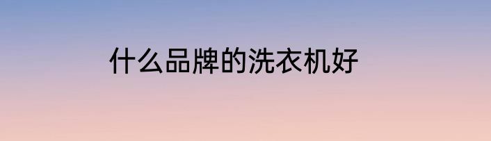 什么品牌的洗衣机好