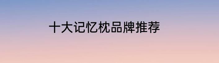 十大记忆枕品牌推荐