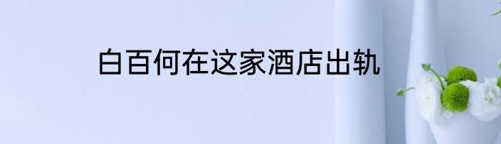 白百何在这家酒店出轨