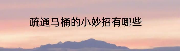疏通马桶的小妙招有哪些