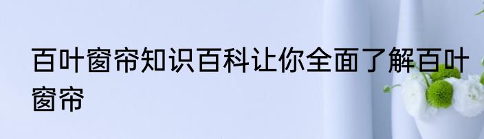 百叶窗帘知识百科让你全面了解百叶窗帘