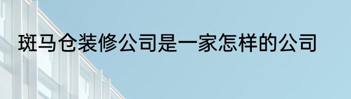 斑马仓装修公司是一家怎样的公司