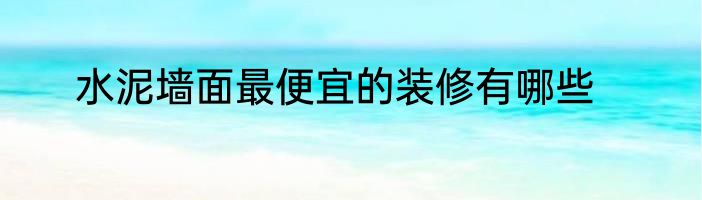 水泥墙面最便宜的装修有哪些
