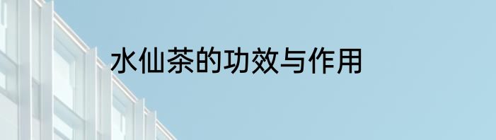 水仙茶的功效与作用