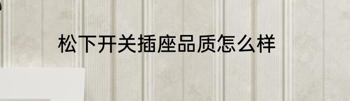 松下开关插座品质怎么样