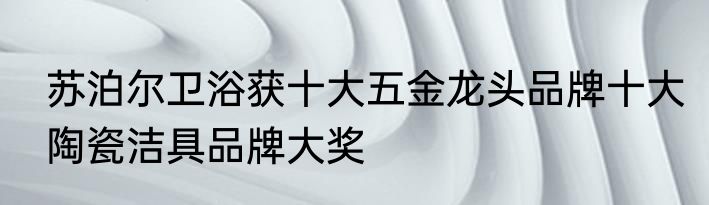 苏泊尔卫浴获十大五金龙头品牌十大陶瓷洁具品牌大奖