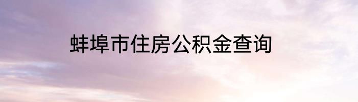 蚌埠市住房公积金查询