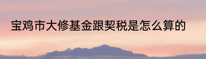 宝鸡市大修基金跟契税是怎么算的