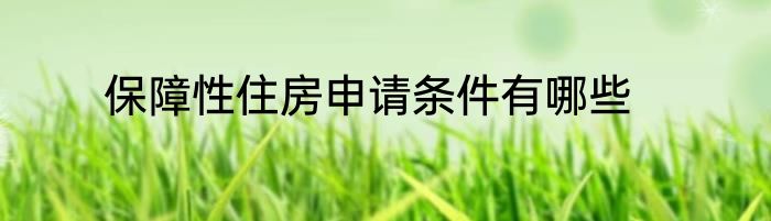 保障性住房申请条件有哪些