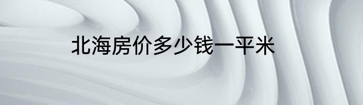 北海房价多少钱一平米