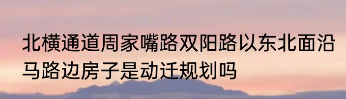 北横通道周家嘴路双阳路以东北面沿马路边房子是动迁规划吗