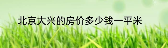 北京大兴的房价多少钱一平米