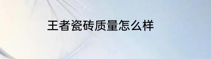 王者瓷砖质量怎么样