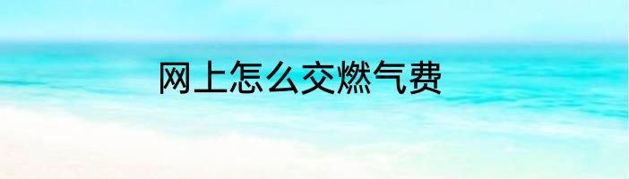 网上怎么交燃气费