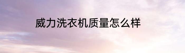 威力洗衣机质量怎么样