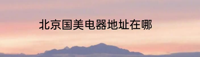 北京国美电器地址在哪