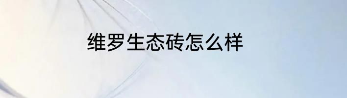 维罗生态砖怎么样