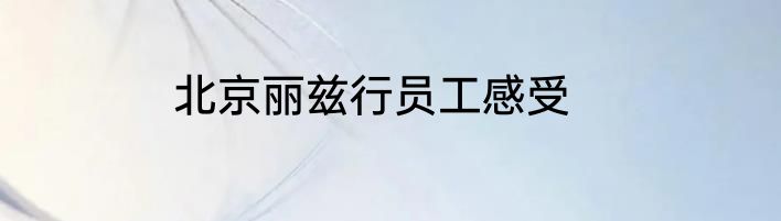 北京丽兹行员工感受