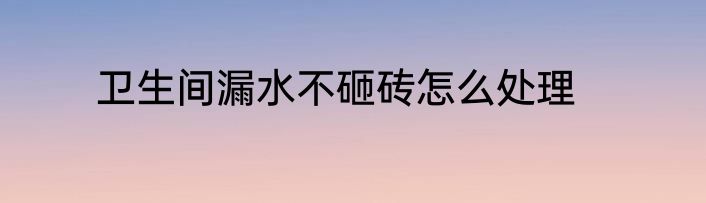 卫生间漏水不砸砖怎么处理