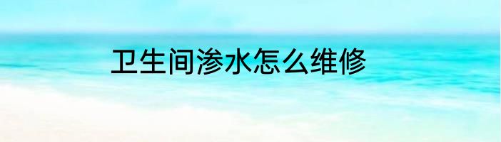 卫生间渗水怎么维修