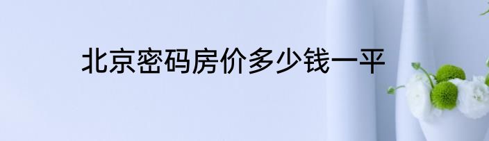 北京密码房价多少钱一平