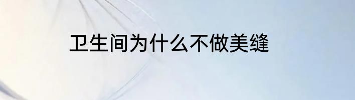 卫生间为什么不做美缝