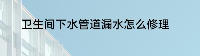 卫生间下水管道漏水怎么修理