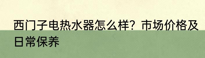 西门子电热水器怎么样？市场价格及日常保养