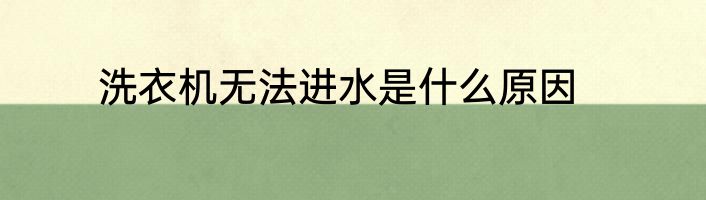 洗衣机无法进水是什么原因