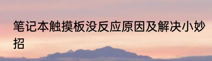 笔记本触摸板没反应原因及解决小妙招