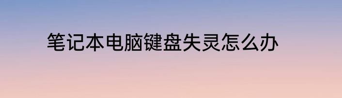 笔记本电脑键盘失灵怎么办